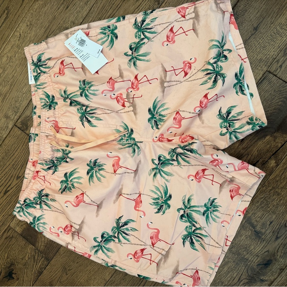 Old Navy Flamingo and Palm Print Men's Swim Trunks